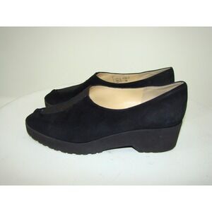 BRUNATE Italy Women Suede Leather Wedge Heels Peep Toe Shoes 38 / 7.5 - 8   C134